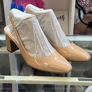 Nine West Beige Patent Block Heels